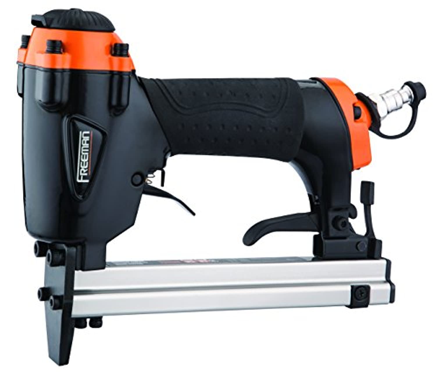 Freeman P2238US Pneumatic 22-Gauge 5/8" Upholstery Stapler Ergonomic and Lightweight Nail Gun with Extension Nose and Safety Trigger for Upholstery, Cabinets, Fabric, and Screens