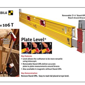 Stabila 35610 Type 106T Extendable Plate Level 6-10 Feet with Removable Standoffs The Extra Long Spirit Level For Accurate Measurements Across Irregularities and Laths